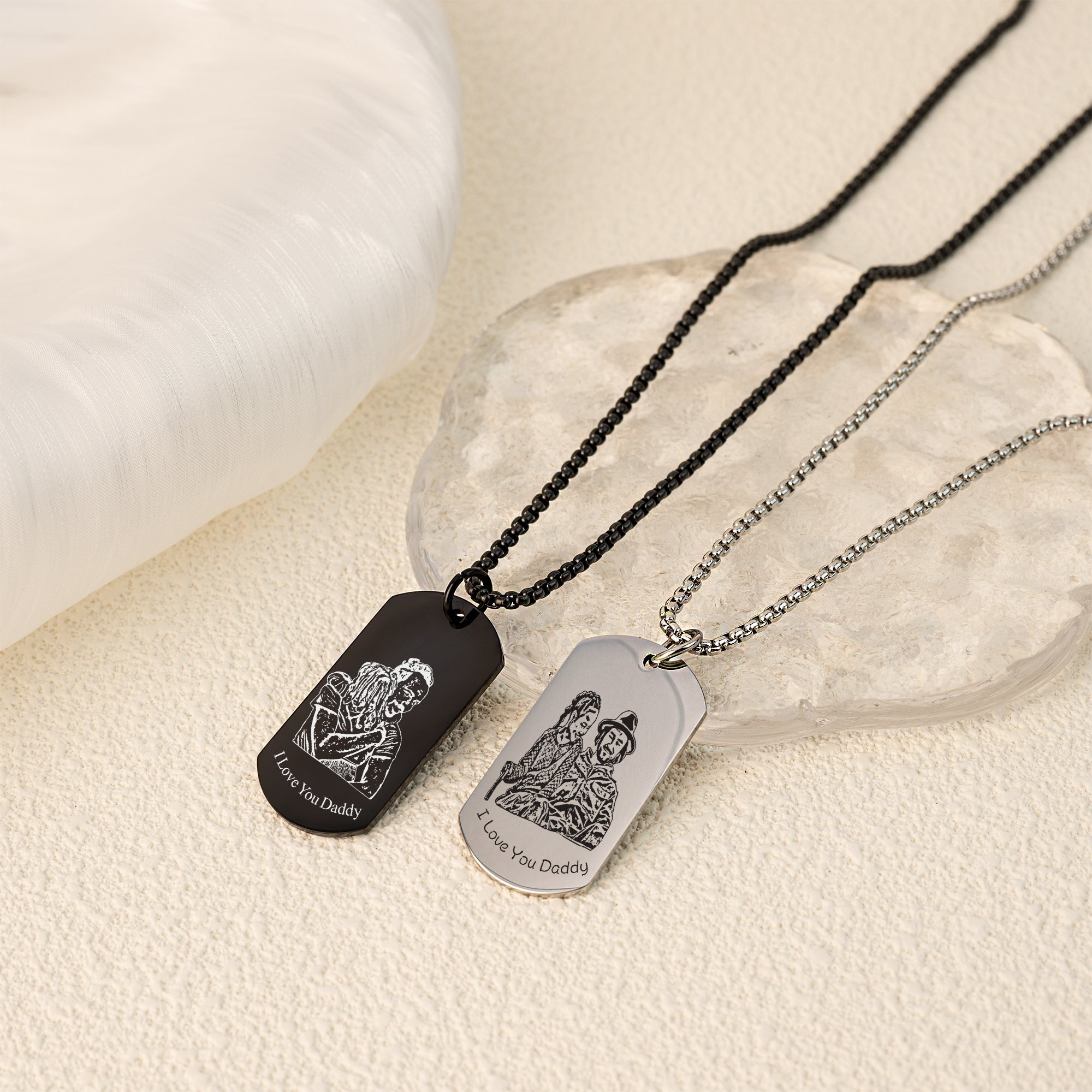 Collana Personalizzata Con Foto Fronte/Retro - Ciondolo Cuore O Dog Tag, Regalo Compleanno/Natale - Foto 4
