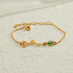 Gepersonaliseerde geboortesteen armband, aangepaste geboorte bloem armband, bruidsmeisje geschenken, moeder armband, verjaardagscadeau, gepersonaliseerd cadeau, Valentijnsdag geschenk