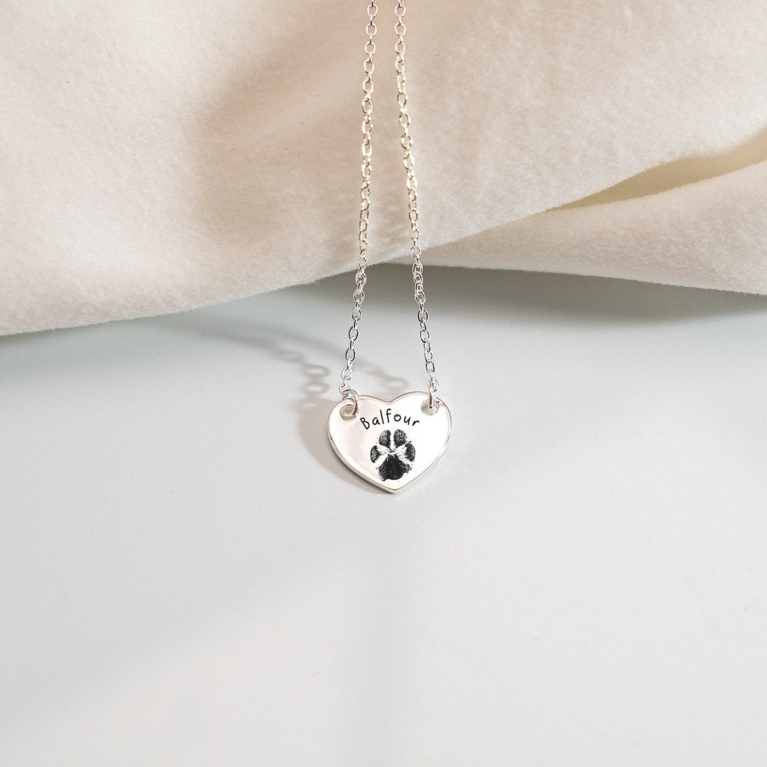Personalized Pet Paw Print Necklace, Custom Actual Pawprint Necklace ...