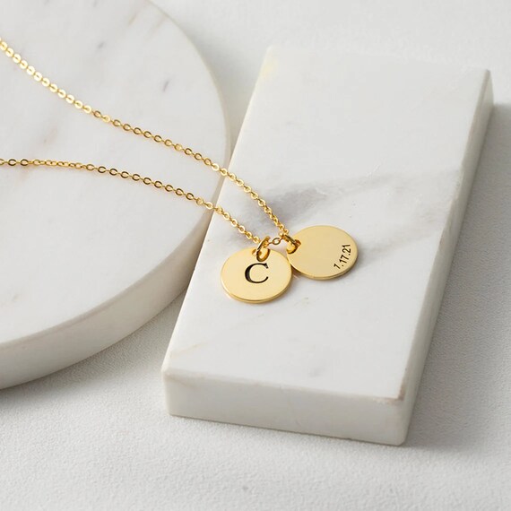 Personalized Necklace Initial And Birthdate Necklace Personalised