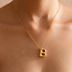 Collar de burbujas inicial personalizado, collar de letras de burbujas de oro, joyería de globos 3D, collar colgante de letras para mujeres, regalo de cumpleaños para ella