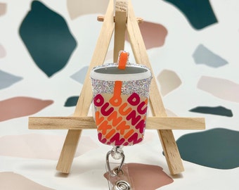 Iced Coffee Badge Reel/ Nurse Gift/ Badge Reel
