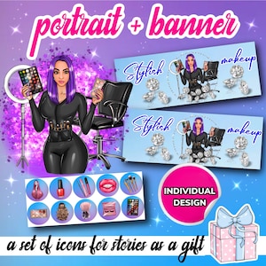 Logotipo de negócios Retrato, Avatar, Logotipo Cricut Crafter, Logotipo de desenho animado, Retrato personalizado, Logotipo de beleza, Logotipo de boutique, Logotipo de camisa