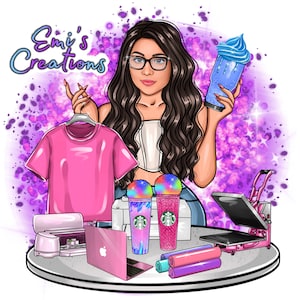 Retrato de logotipo de empresa, avatar, logotipo de Cricut Crafter, logotipo de dibujos animados, retrato personalizado, logotipo de belleza, logotipo de boutique, logotipo de camiseta