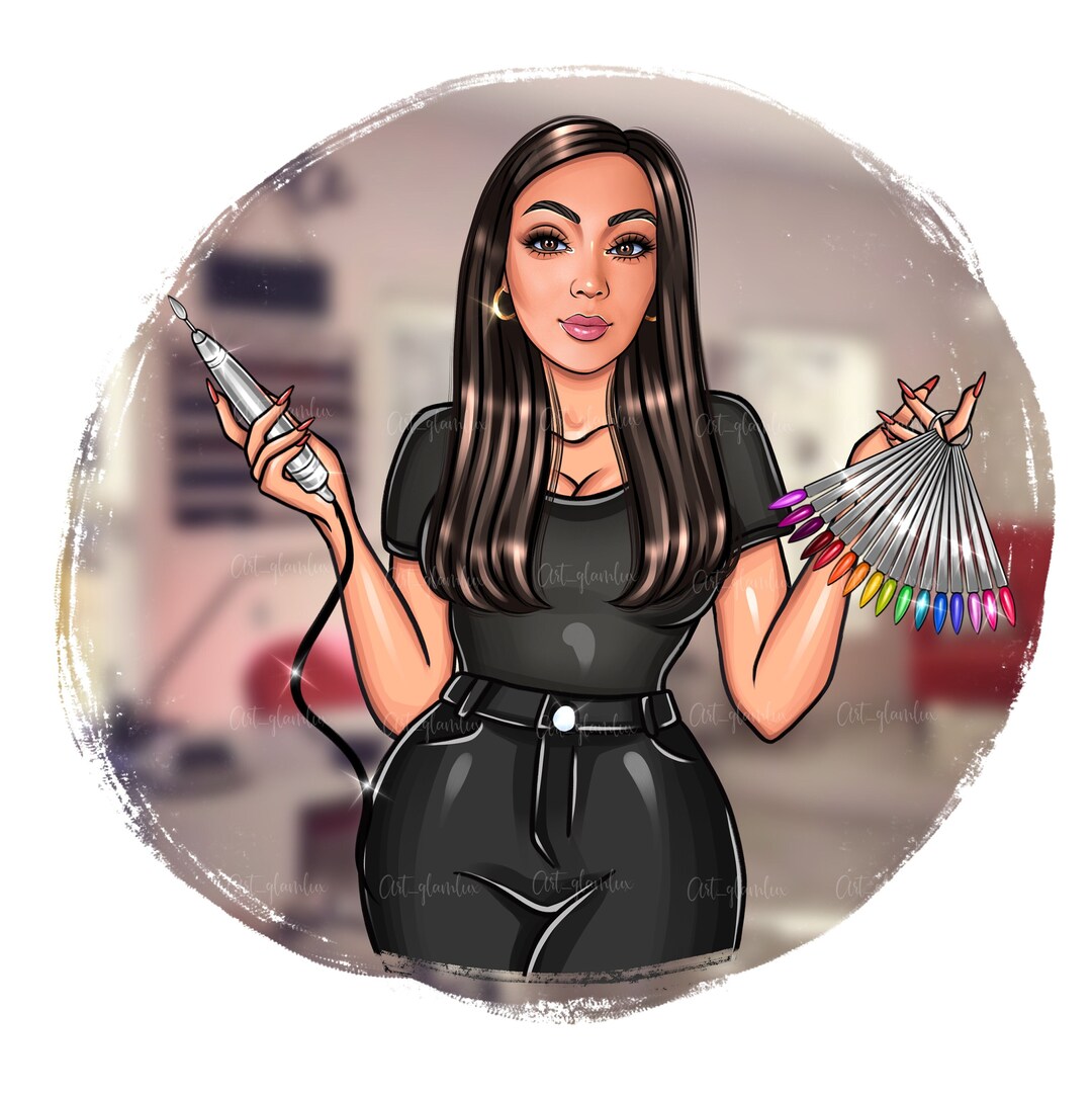 Nail Cartoon Logo, Business Logo Portrait, Nail Artist Logo, Avatar