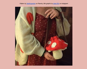 Toadstool Tote, PDF Crochet Pattern Instant Digital Download, Cottagecore Fashion DIY Mushroom purse