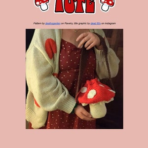 Toadstool Tote, PDF Crochet Pattern Instant Digital Download, Cottagecore Fashion DIY Mushroom purse