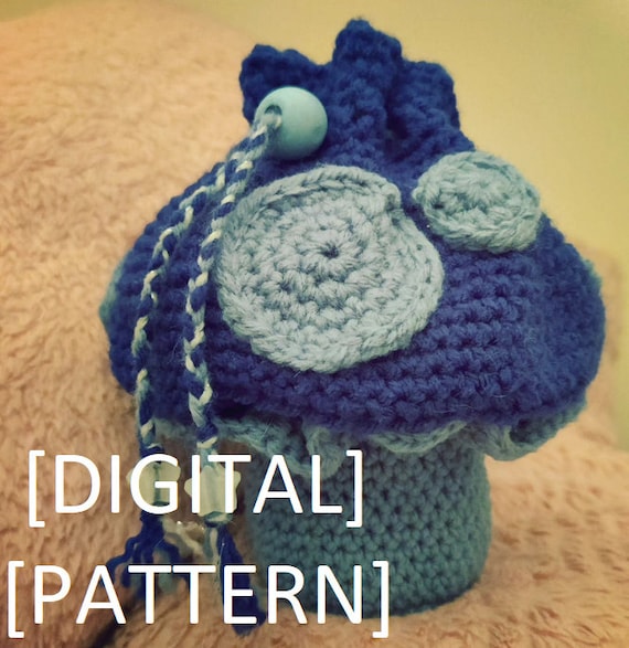 Minute Mushroom Trinket Bag, Instant Digital Download Crochet PDF Pattern, DIY cottagecore tabletop dice holder