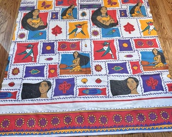 Manta polar vintage de Disney Pocahontas, 70 x 84 cm, grande, colorida, con dibujos animados