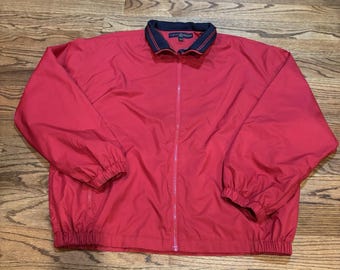 Tommy Hilfiger Men's Golf  Windbreaker Jacket Size XXL Red Full Zip Vintage
