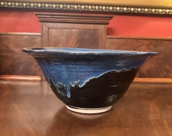 Bol de service en grès Brandon Stoneware Emmett Collier Mississippi Blue Drip Pottery, 28 cm