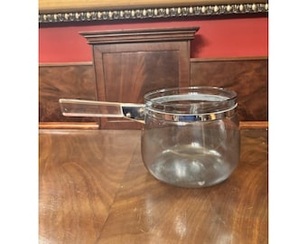 Panela de vidro Pyrex Flameware vintage com tonalidade azul, para banho-maria.