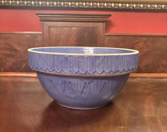 Bol grande de cerámica azul vintage para mezclar, de 25 cm (10 pulgadas), estilo rústico de granja, ideal para la cocina.