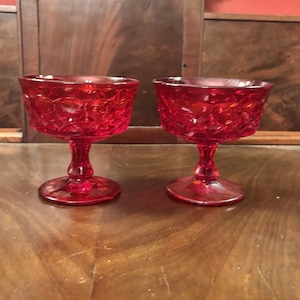Noritake Ruby Red Perspective Dessert Sherbet Glasses Set of 2 Vintage