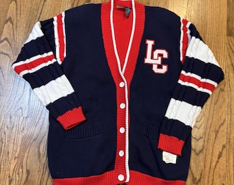 Vintage 50s 1950s Varsity Letterman Campus Wool Cardigan Sweater