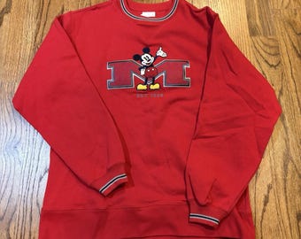 Vintage 90s Disney Store Mickey Mouse Sweatshirt Red Small NWT USA
