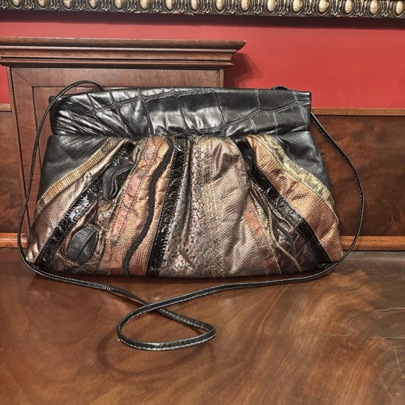 Samir Handbags Patchwork Leather Foldover Clutch Crossbody Bag USA