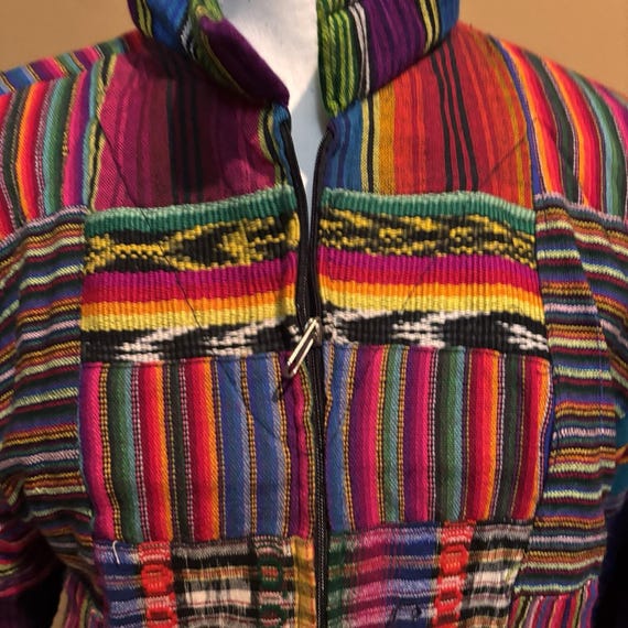 Vintage Guatemalan Patchwork Jacket Large Colorfu… - image 3