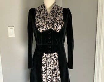 1940's Vintage Reproduction Velvet Dress