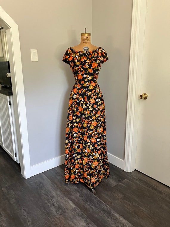 Vintage 1960's Floral Maxi Polly Peck Dress by Syb