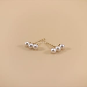 9k Gold Mini Triplez Freshwater Pearl Earrings