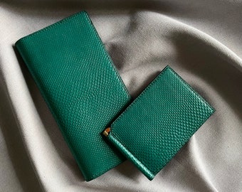 Turquoise Leather Long Wallet/ Gifts for him/ gifts for women /Birthday gifts for men/women