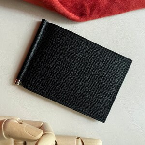 Regalos de NavidadCartera para tarjetas, cuero fino, bolsillo para monedas, billetera de viaje, clip para billetes para hombres, billetera con clip para billetes, Clip para billetes de cuero