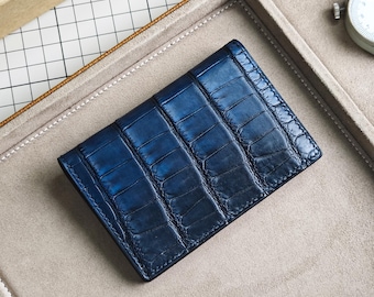 Personalized Alligator Leather Card Holder Wallet - Handmade gifts, birthday gifts, gifts for parents