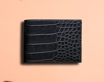 Personalized Alligator Leather Wallet, Engraved Gift