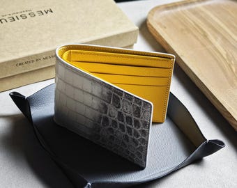 Personalized Alligator Leather Bifold Wallet,  Christmas Gift