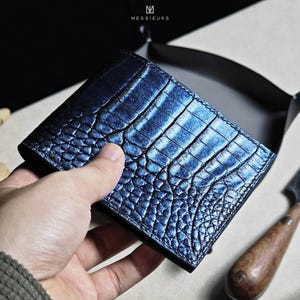Cartera de piel de caimán personalizada, cartera grabada, regalos para papá, regalos para él, regalos de cumpleaños, regalos para ocasiones especiales