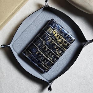 Cartera con tarjetero de cocodrilo personalizada, cartera para mujer/hombre, cartera de cuero, regalo para ella/él, regalo de cumpleaños