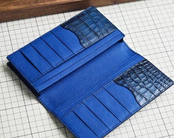 Personalized Alligator Leather Long Wallet ,Christmas gift, Valentine's gifts/ gifts for her/him