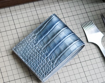 Personalized Alligator Leather Wallet, Engraved Bifold, gift for him