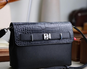 Personalized  Alligator mix togo Leather Bag