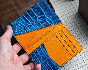 Personalized Alligator Leather Card Holder Wallet - Handmade card holder christmas gifts, birthday gifts, gifts for parents