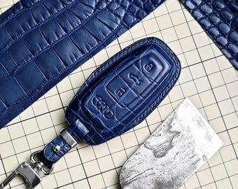Handmade Alligator Leather car key case: Custom car key case ,Personalized Valentine's Gift / birthday gift / gift for dad, mom
