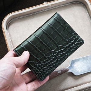 Personalized Alligator Leather Card Holder Wallet - Handmade in Vietnam christmas gifts, birthday gifts, gifts for parents
