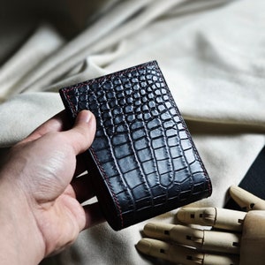 Vatertagsgeschenke Alligator Leder Bifold Brieftasche, Brieftasche aus Leder, Geschenke für Papa, Geschenke für Ihn, Geburtstagsgeschenke
