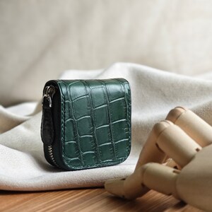 Cartera de piel de cocodrilo con cremallera/Regalos para ella/regalos para mujeres/regalos de cumpleaños para hombres/mujeres/regalo para el Día de la Mujer