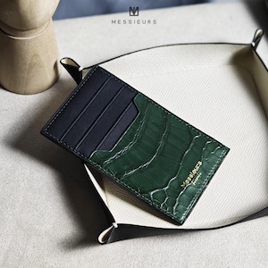 Cartera con tarjetero de cocodrilo personalizada, cartera para mujer/hombre, cartera de cuero, regalo para ella/él, regalo para novia