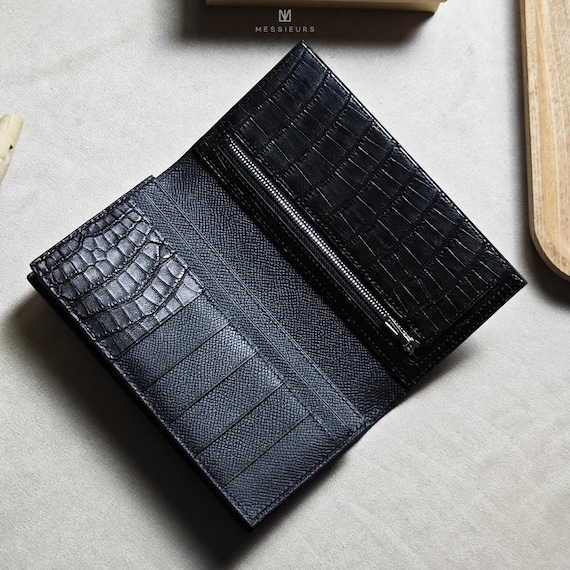 Cartera Larga Cartera De Cocodrilo Hombre Cartera Larga De Piel De