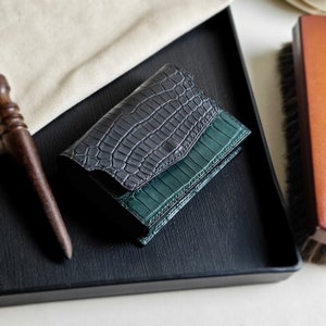 Cartera con tarjetero de cocodrilo personalizada, cartera para mujer/hombre, cartera de cuero, regalo para ella/él, regalo para novia