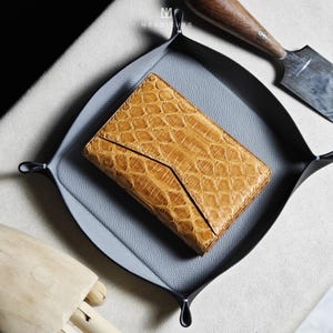 Aangepaste initialen slanke kaartportemonnee lederen python kaarthouder portemonnee/cadeaus voor hem/verjaardagscadeaus voor mannen/vrouwen/gegraveerde portemonnee