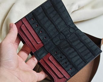 Alligator Bubuck Leather Bifold Wallet: Wallet luxury , gift for him