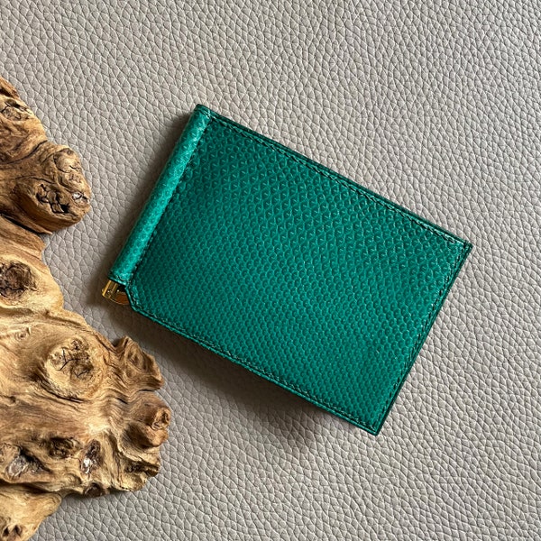 Card wallet, fine leather, coin pocket, travel wallet, mens money clip, money clip wallet, Leather Money Clip