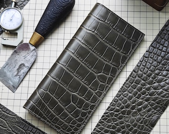 Personalized Alligator Leather Long Wallet ,Christmas gift, Valentine's gifts/ gifts for her/him