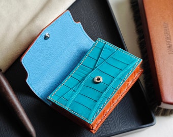 Leather Alligator Card Holder women Wallet/ Gifts for him/Gifts for her/ Birthday gifts for men/women