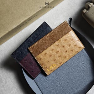 Personalized Ostrich card holder Wallet , Wallet for women/men,Leather Wallet,gift for her/him,girlfriend Gift