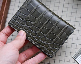 Personalized Alligator Leather Card Holder Wallet - Handmade gifts, birthday gifts, gifts for parents